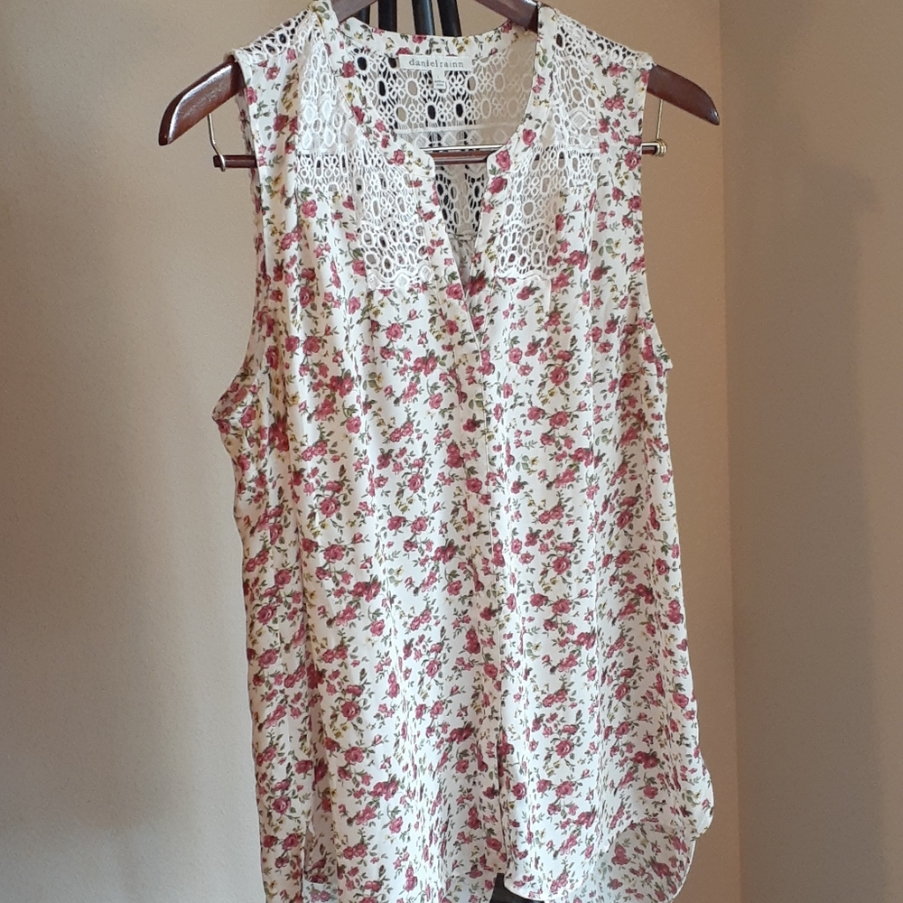Daniel Rainn Floral Blouse with Split Back